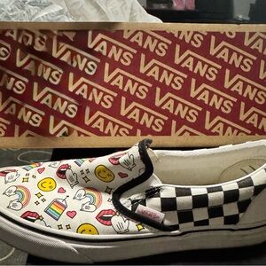Vans Multicolor Emoji and Checkered Slip-Ons